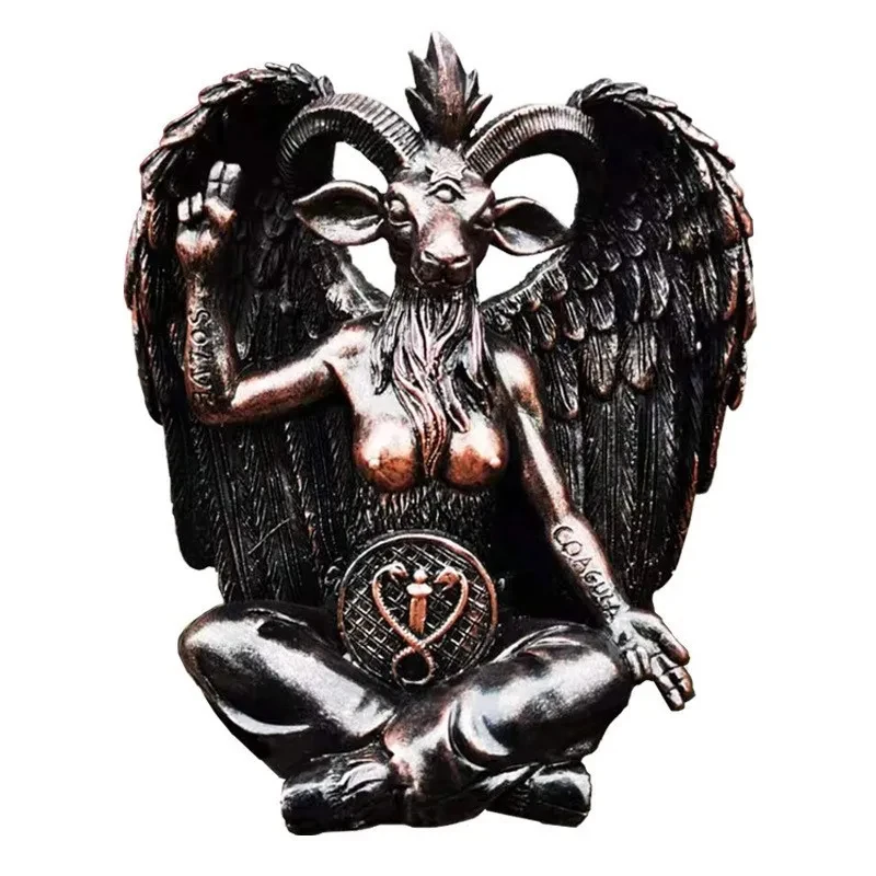 God Statue Goat Sculpture Ornament God Statue Decoration Ornament Home Belief God Black Goat Satan Ornament