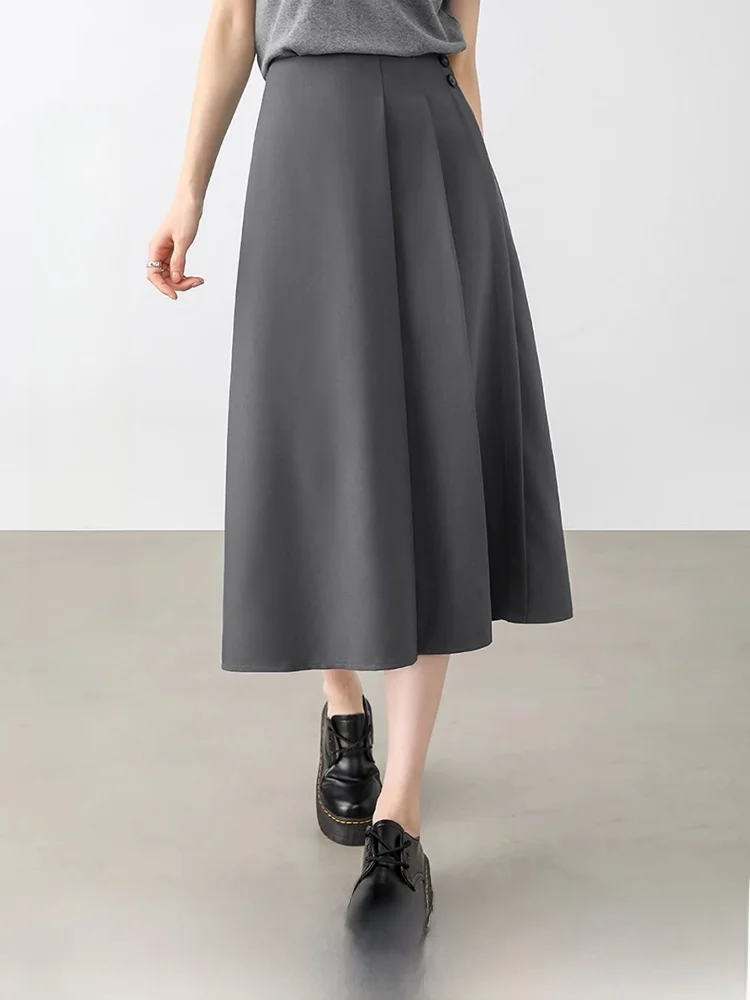 

Новая женская плиссированная юбка А-силуэта средней длины для офиса и повседневной носки, весна 2026, из полиэстеровой смеси, с завышенной талией