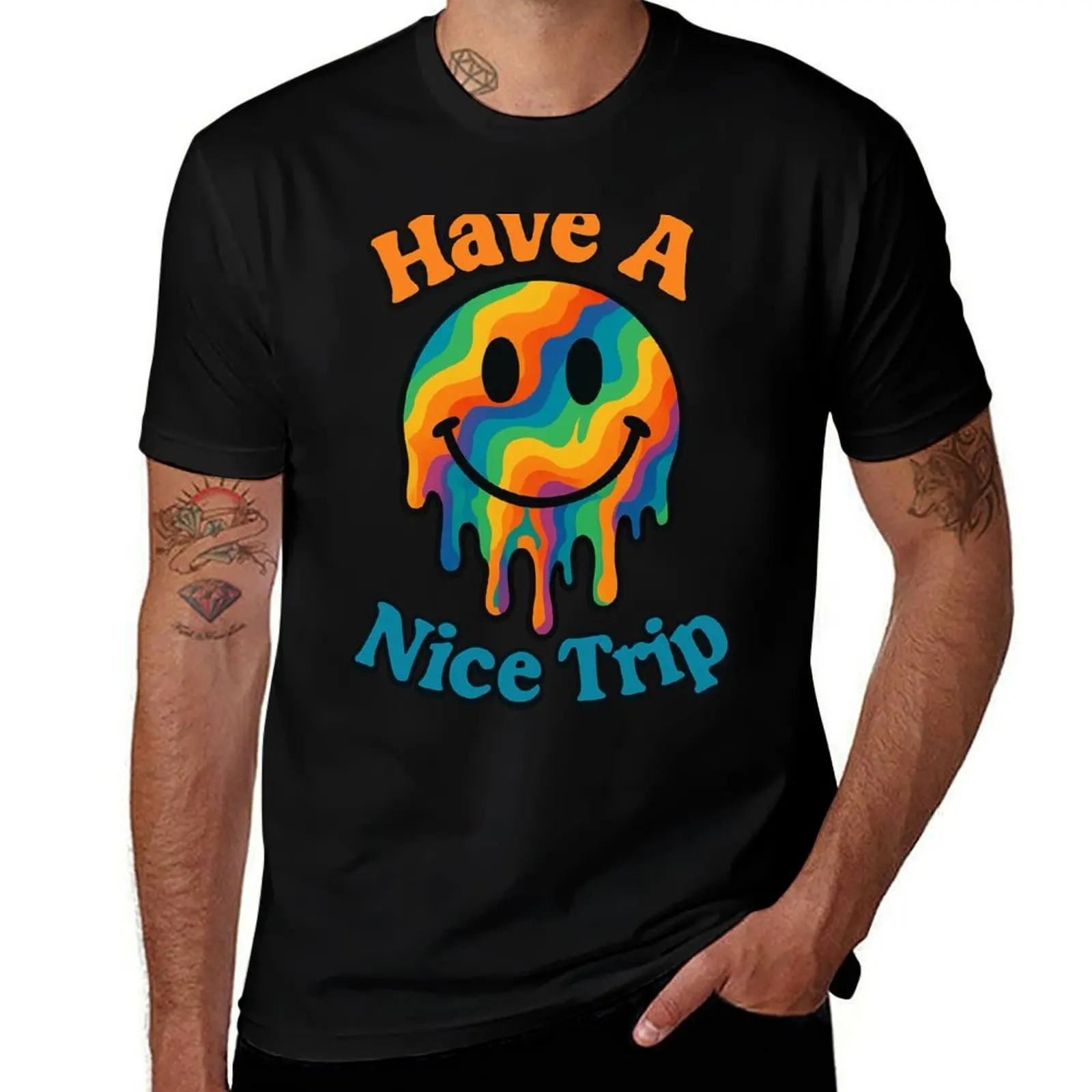 

Have a Nice Trip – футболка с плавящим психоделическим смайликом, дизайнерские рубашки, дешевая винтажная одежда, футболки для мужчин