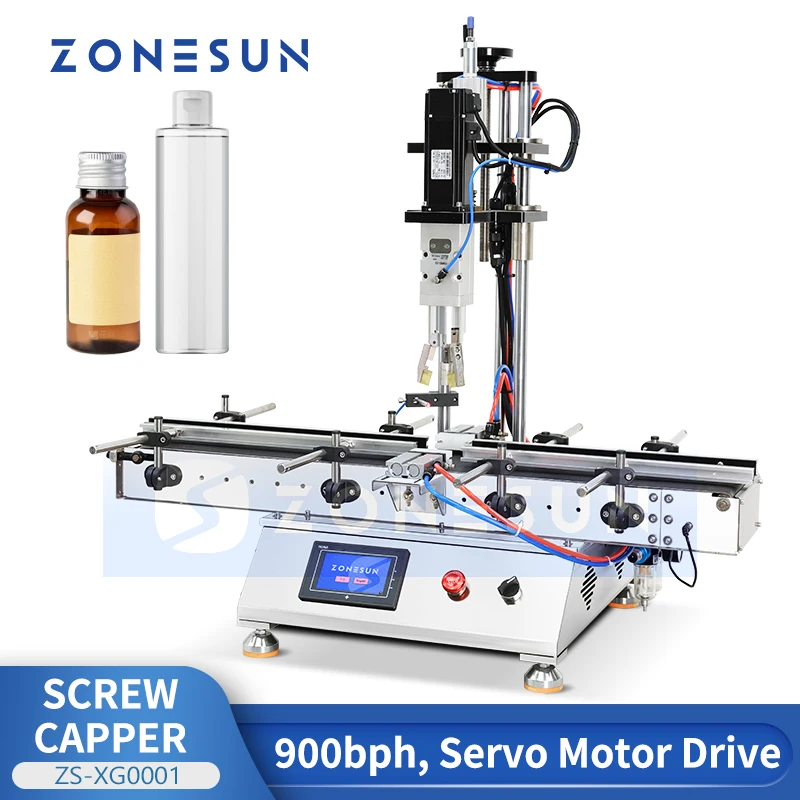 ZONESUN Servo Motor Screw Capping Machine ZS-XG0001 Automatic Conveyor Bottle Capper High Accuracy Tabletop Sealing Equipment