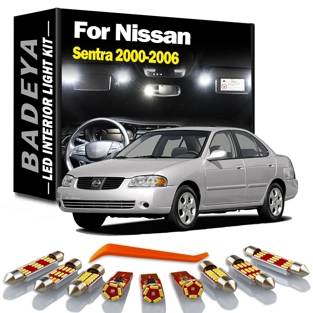 BADEYA 8Pcs Accessories For Nissan Sentra 2000 2003 2004 2005 2006 Canbus LED Interior Reading Map Dome License Plate Light Kit