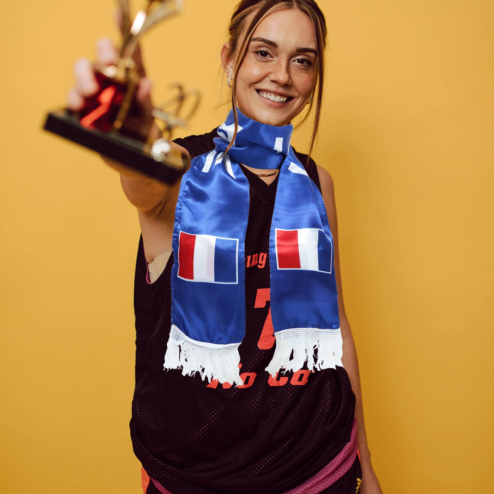 

2 Pcs Fans Scarf Football Knit Scarfs for Sports Gift Team Satin Soccer