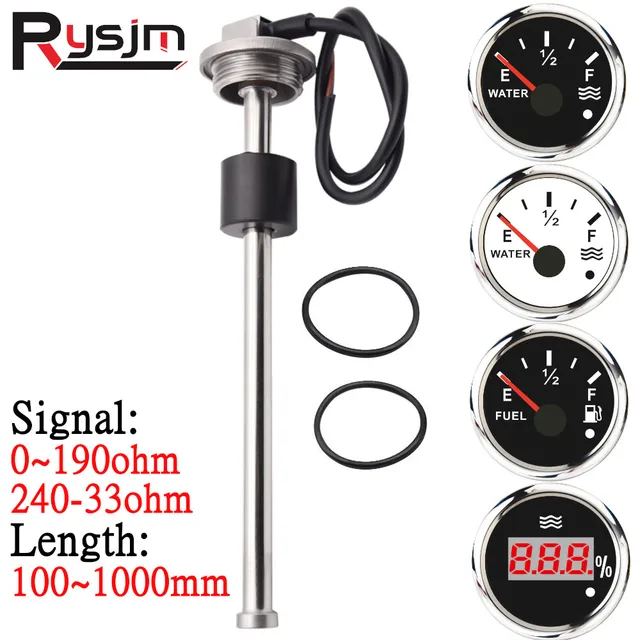 Niestandardowy wodoodporny wskaźnik cyfrowy 52 mm Wskaźnik poziomu paliwa do łodzi samochodowej z alarmem 0-190ohm 240-33ohm Czujnik poziomu paliwa Wskaźnik zbiornika oleju