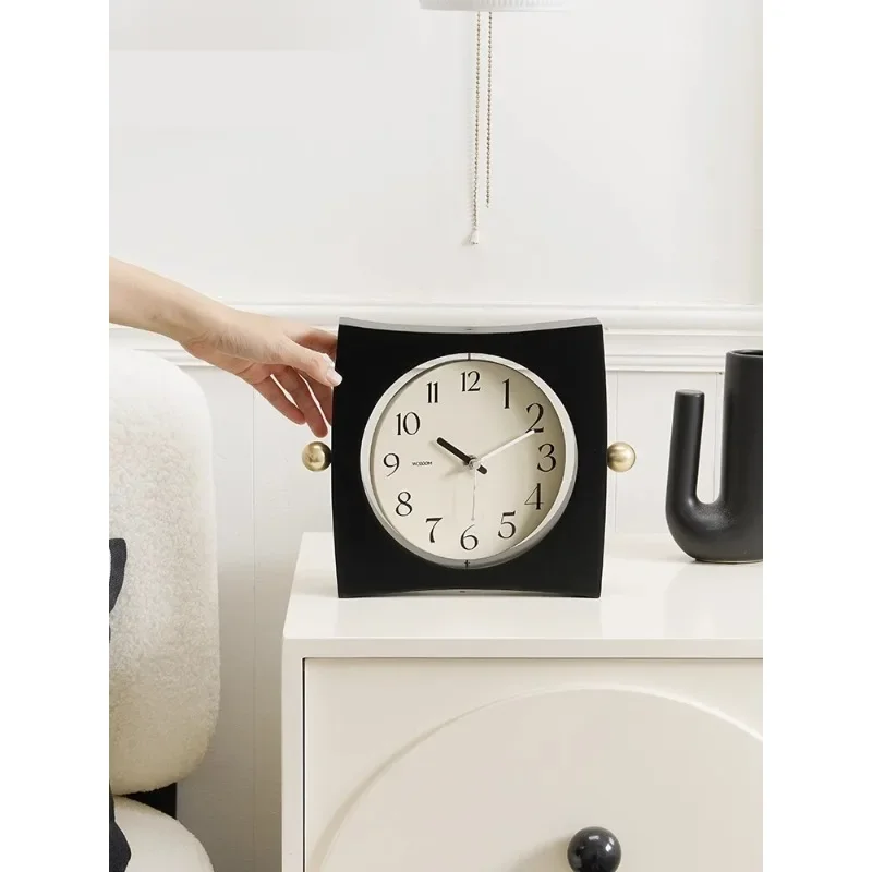 Cream style simple tabletop ornaments living room bedroom clock pendulum table clock light luxury decorations