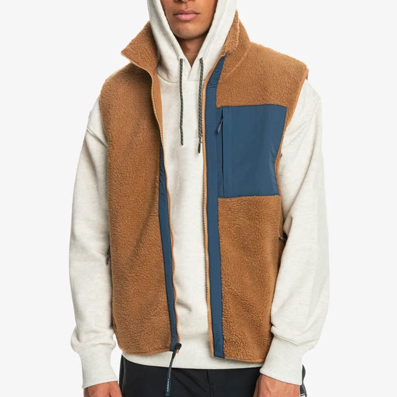 

Color matching lapel vest plush slim fit fashion casual men's jacket top vest