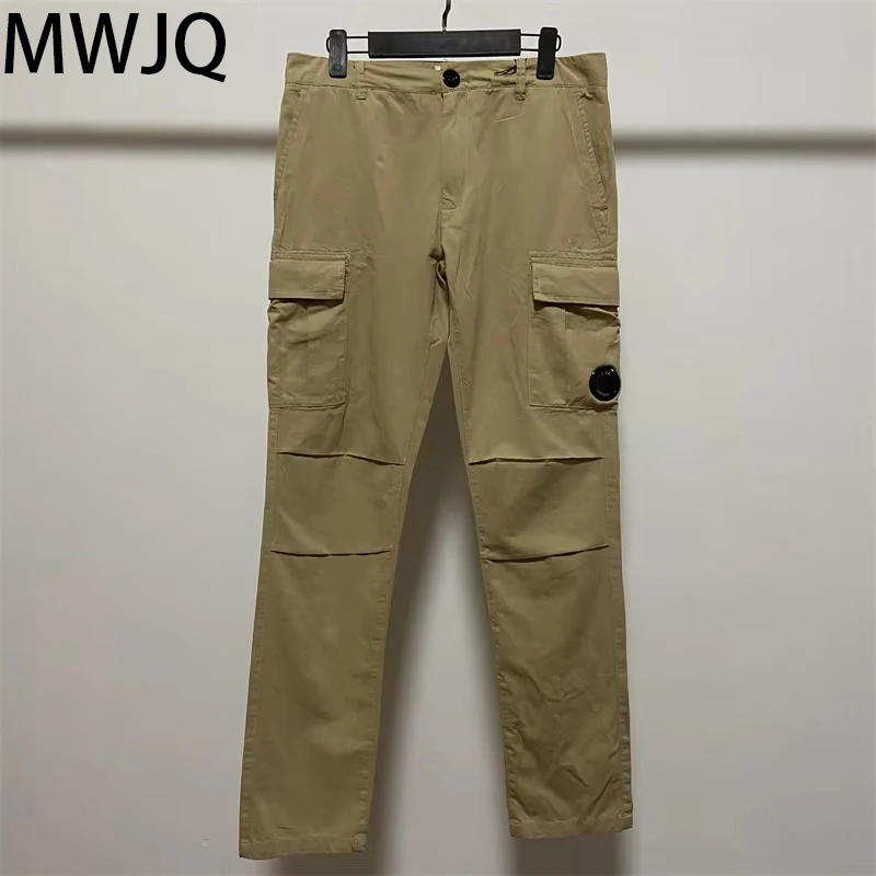 MWJQ American Khaki Male Cargo Pants New High street Lens Design Multi Pockets Washed Men Casual Bottom 2025 Spring Tide 010018