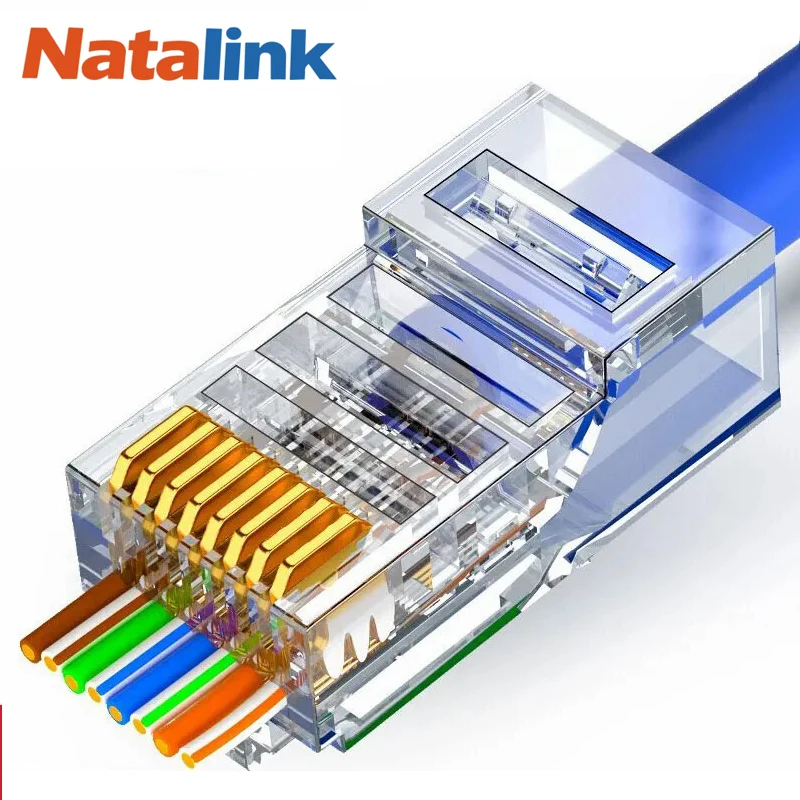 Woeow-Plug Modular para cabo de rede sólido ou encalhado, EZ para Crimp, passagem através de conectores, RJ45, Cat5e, Cat6