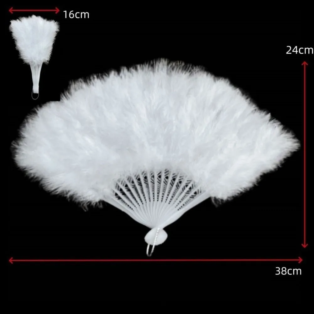 Abanico plegable de piel blanco hecho a mano Hanfu - imagen 2