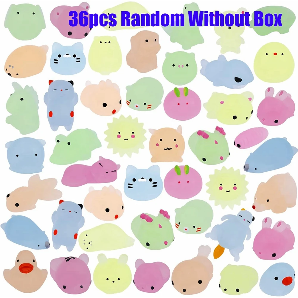 12/36 Stück für Kinder, Kawaii-Tiere, Squishies, Mochi-Squishy-Spielzeug, leuchtet im Dunkeln, Partygeschenke, Stressabbau, Squishy