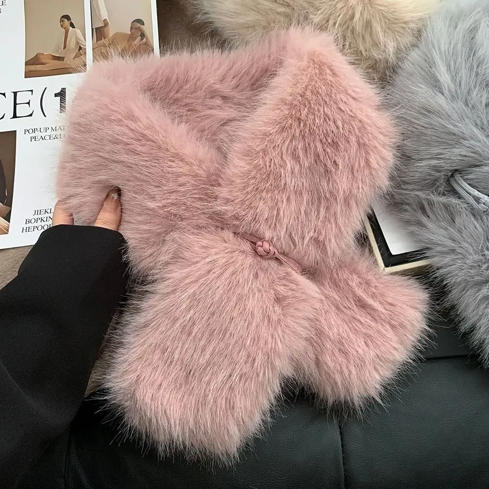 

Elegant Cross Scarf Solid Color Thicken Neckerchief Wrap Windproof Muffler Women Girls