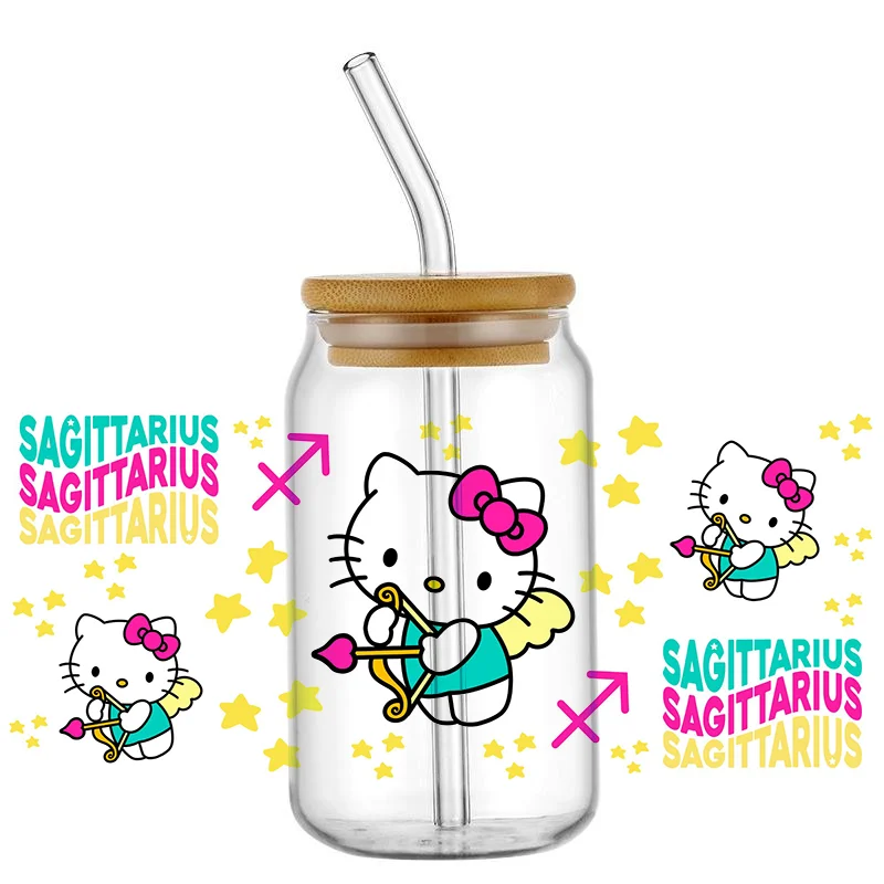 Constellation Cartoon Cat Cup Wraps for 16oz Libbey Glass UV DTF Cup Wrap Transfer Cup Stickers Transfer Mug Stickers Waterproof