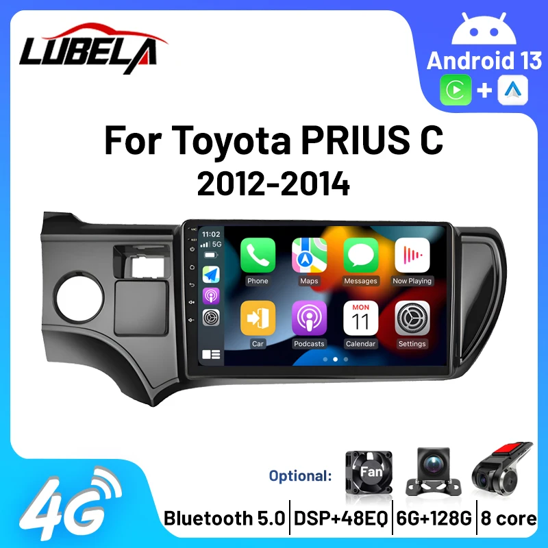 

Автомобильный мультимедийный плеер Carplay, 2 Din, Android, для Toyota Aqua Prius C 2011-2017, Android 13, 2din, головное устройство, 4G, GPS, стерео, HiFi