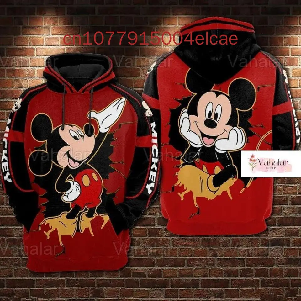 2024 Disney Mickey 3D Hoodie New Printed Casual Street Harajuku Y2K Men's and Women's Hoods