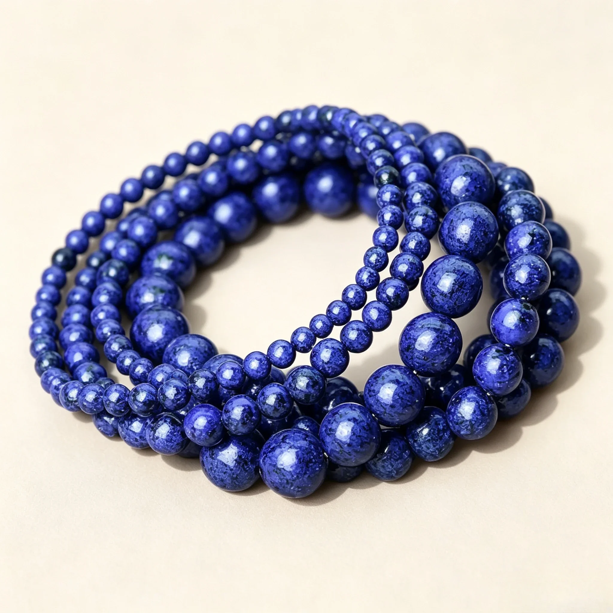 Natural Blue Lapis Lazuli Beaded Bracelet Multiple Sizes Round Stone Stretch Bracelet Stackable Women Healing Crystal Wrist Jewelry