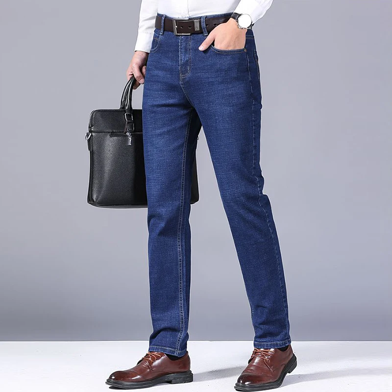 2025 New Men Fashion Business Comfortable Versatile Jeans Male Casual Slim Fit Denim Minimalist Loose Straight Trousers