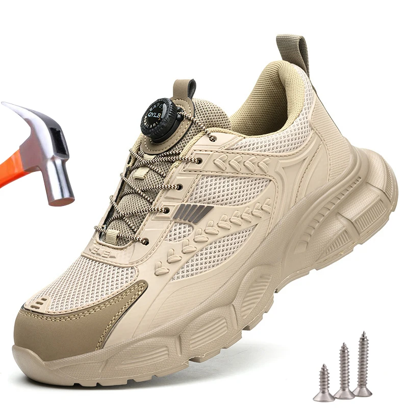 

Rotation button Safety Shoes Men Women Protective Work Sneakers Indestructible Steel Toe Work Safety Boots Men Plus Size 47 48