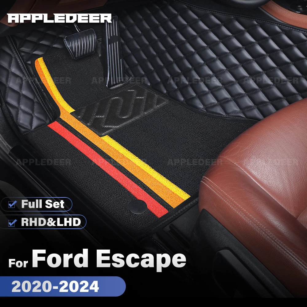 

APPLEDEER For Ford Escape 2020-2024 Double Layer Car Floor Mats Custom Auto Carpet Cover Interior Accessories