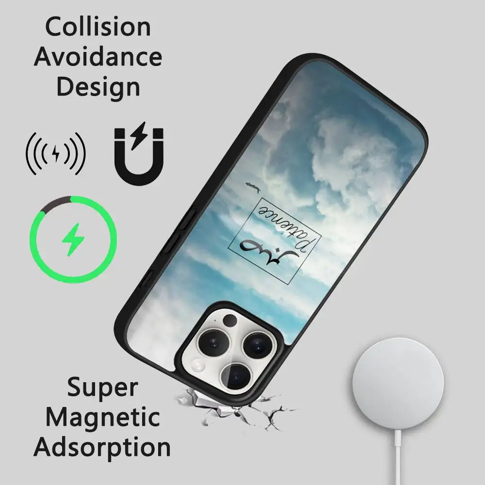 Sabr Patience phone case for iPhone 17 16 15 14 13 12 11 Pro Max Plus Mini Magsafe Magnetic Wireless Mirror Funda