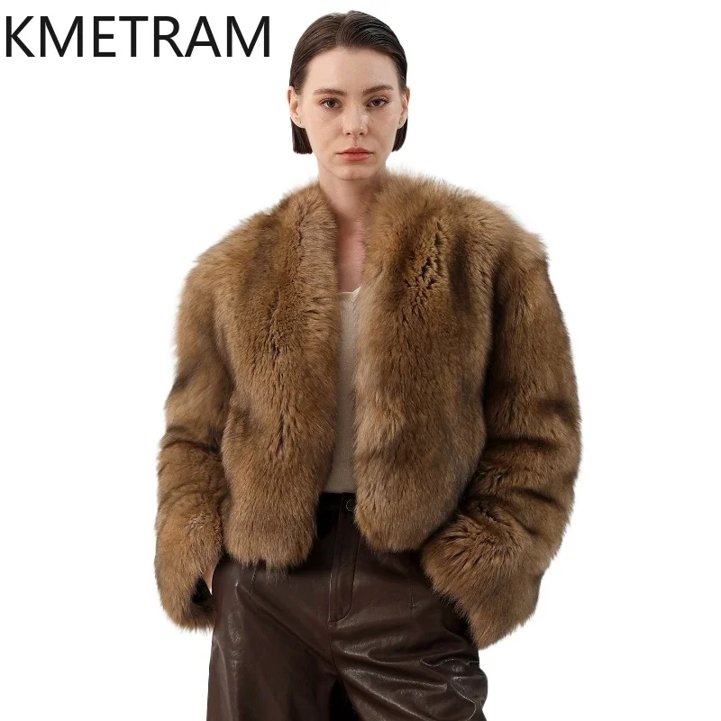 KMETRAM 100% Naturale Cappotto di Pelliccia di Volpe Donna di Lusso Breve Giacca di Pelliccia Reale Vecchio Denaro Estetica Donne Vestiti Invernali 2025 vestes femmes