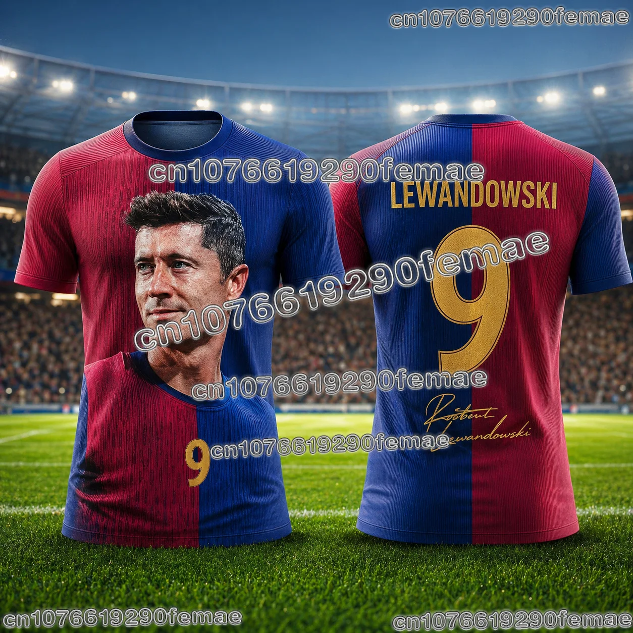 Lewandowski Fan Commemorative T-shirt Mens Football Print Pattern Jersey Daily Wear Breathable Quick Dry Kids Adult Sport Shirt