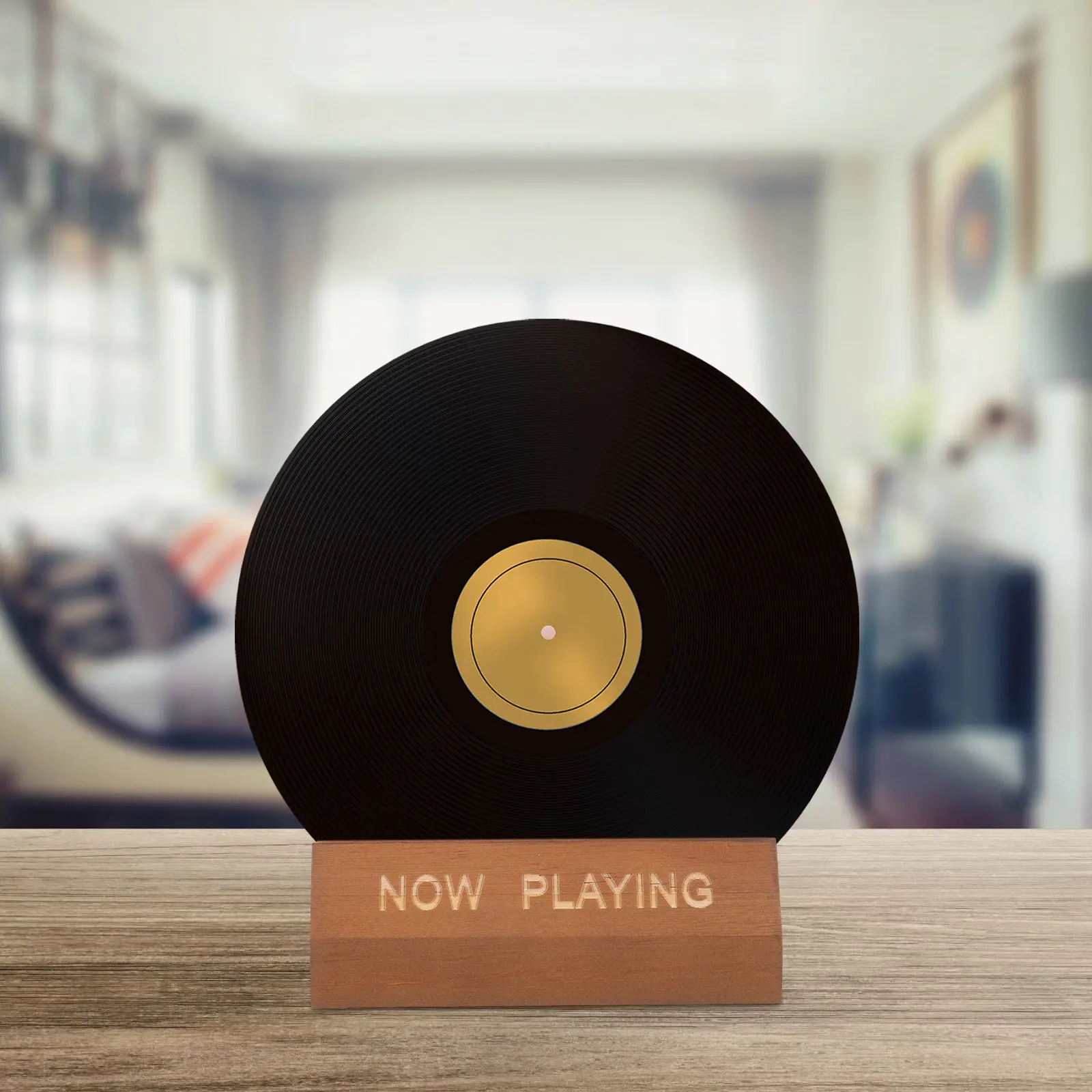 Wood Vinyl Record Stand Album Cover Holder Portable Tabletop Organizer Vinyl Record Stand Album Cover Holder