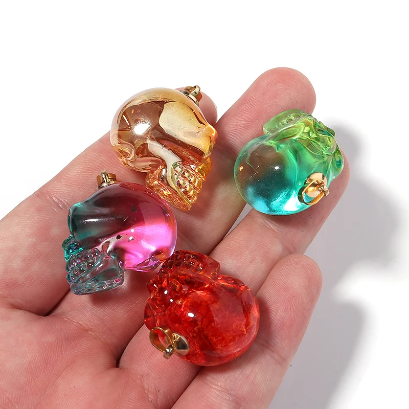 Punk Lampwork Skull Necklace Pendants Multicolour Skeleton Pendant Charms Statement For Men Male Jewelry Men Necklace Charms