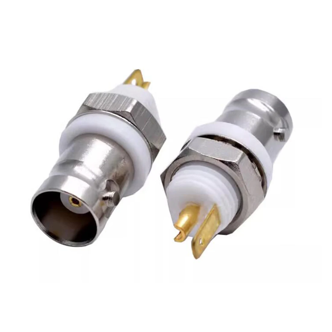 1PC BNC Female Nut RF Coax Connector with Insulated White Glue Q9 Jack Welding Panel Socket 50Ohm NEW
