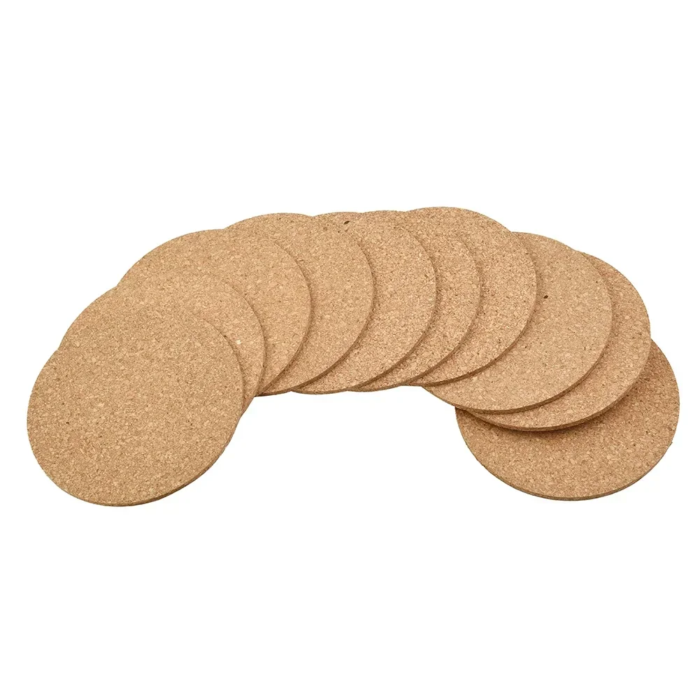 Coaster Cork Mat Cork Cork Mat Decorative Element Heat Insulation Round Self-adhesive Square 100 X 100 X 3mm 10pcs