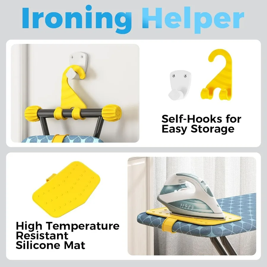 لوح كي، لوح حديد مدمج مع حصيرة حديدية من السيليكون، غطاء مقاوم للحرارة، 7 ارتفاع قابل للتعديل، لوح كي قابل للطي