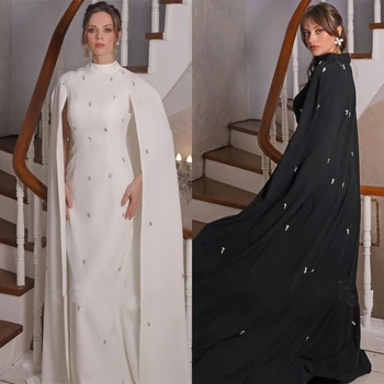 Op maat gemaakte jersey-applicaties Kerstkolom Hoge kraag Op maat gemaakte gelegenheidsjurk Lange jurken