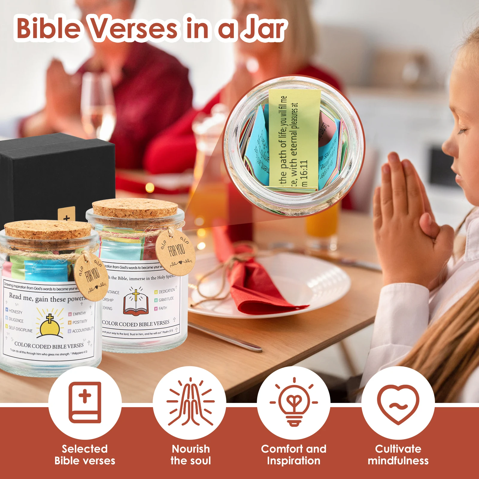 Study Verses Jar Exquisite Hope Jar Glass Scripture Jar Pretty Prayer Jar Blessings Jar Sturdy Scripture Prayer Jar with