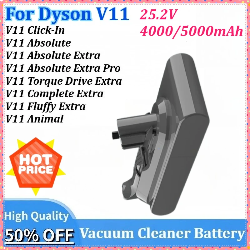 

25.2V 4000/5000mAh for Dyson V11 Vacuum Cleaner Battery Rechargeable Battery for V11 Series Clip Type Replacement Battery
