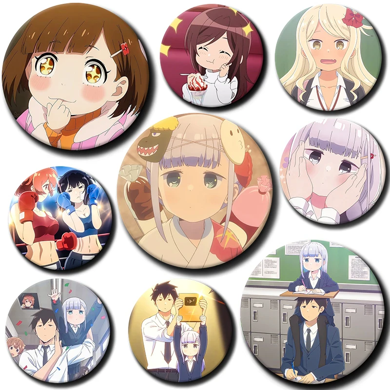 

58mm Cute Anime Aharen-san Wa Hakarenai Aharen Reina Raido Cosplay Costumes Badge Pin Brooch Backpack Hat Pendant Gift Present