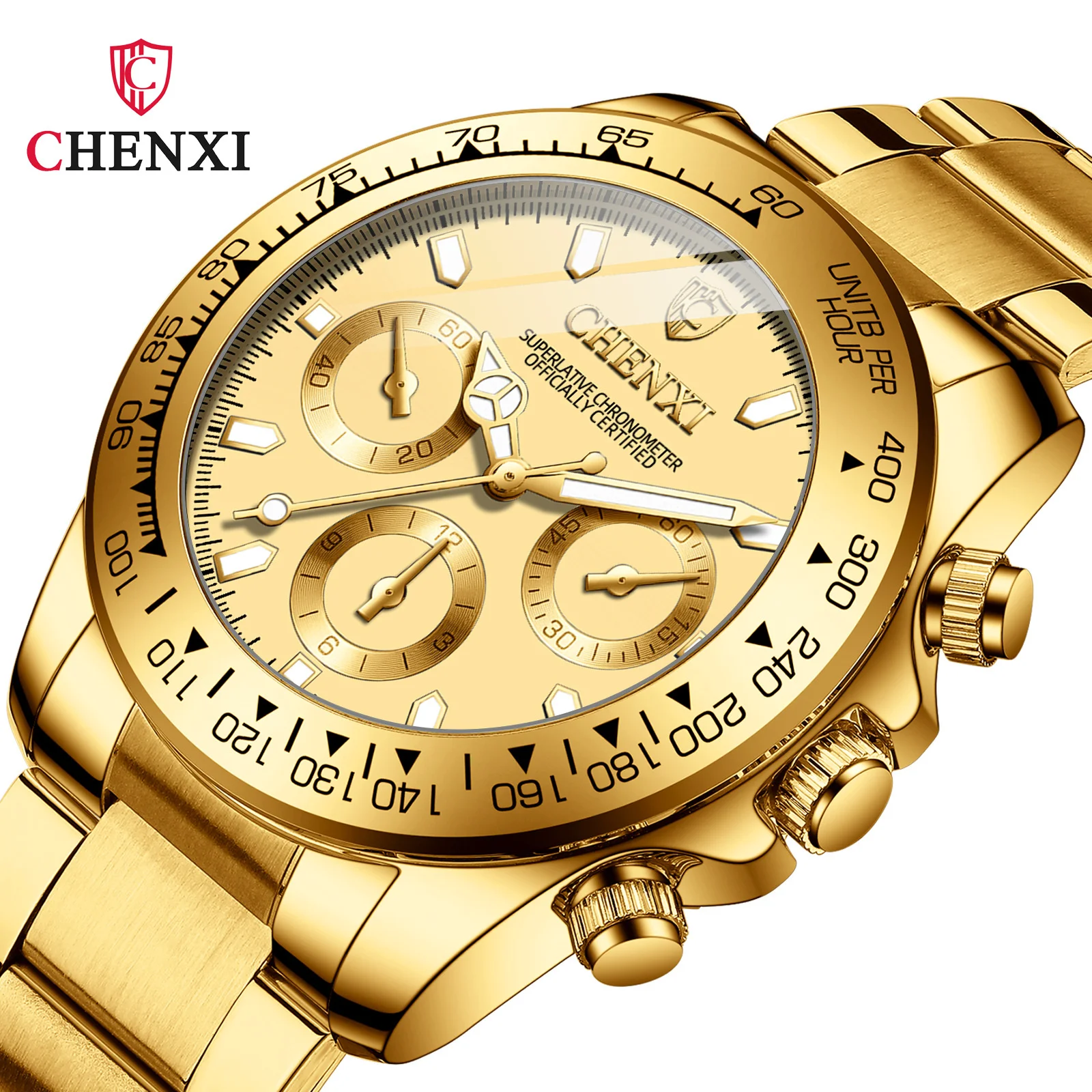 CHENXI 086A Gold Casual Gold Quartz Watches Stainless Steel Waterproof Luxury Fashion Business Wristwatch