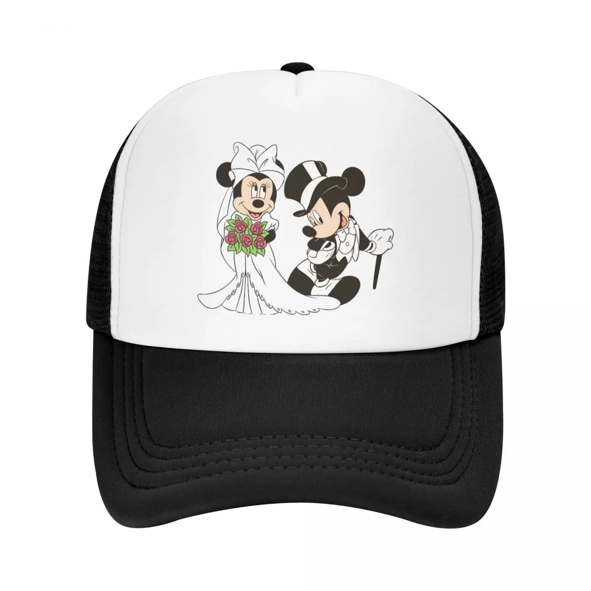 Mickey Minnie Wedding Married Accessories Mesh Trucker Hat Unisex Cooling marry mouse Mesh-back Baseball Cap Sturdy Adjustbale