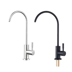 Faucet Drinking Water Faucet for Under Sink with a Water Purifier Connector High-spout（Black/Silver）