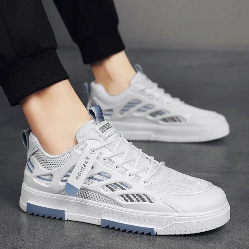 2025 Summer New Men's Breathable Mesh Shoes Trendy Versatile Casual Board Shoes Student Sports Shoes Round Toe PVC Sole