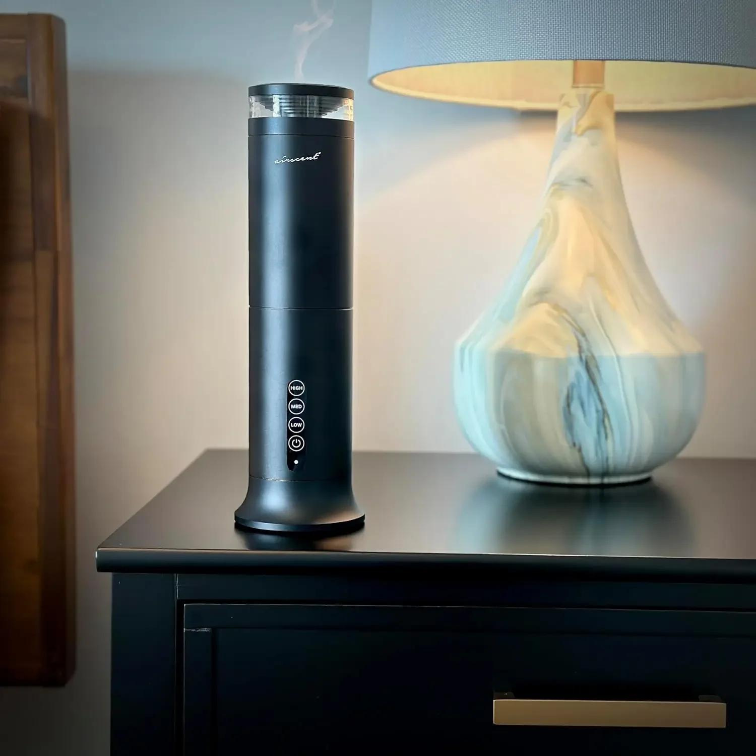 Essential Oil Diffuser - Waterless  for Aromatherapy Oils 100mL Capacity 1000 Sq Smokey Black