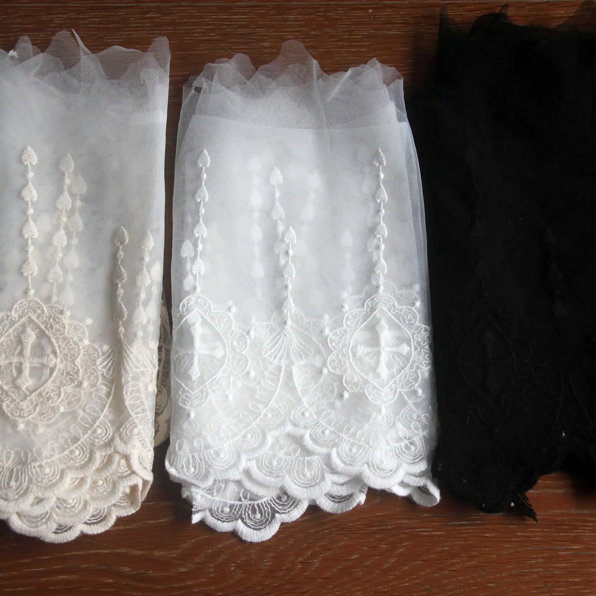 Cotton Embroidery Lace Mesh Lace Gothic Style Cross Skirt Edge Decoration Clothes DIY Accessories 19cm Wide