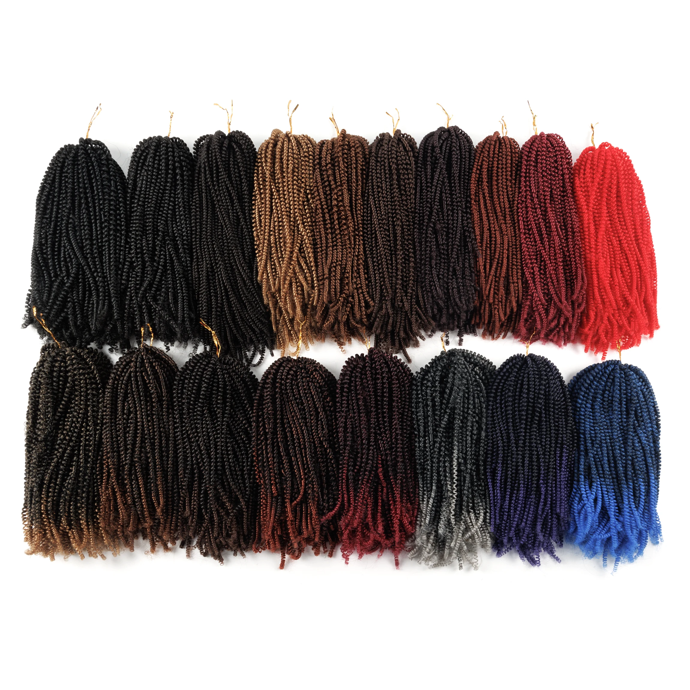 Venta al por mayor 10 "180g Premium elástico preestirado Afro Twist rizado trenzado extensiones de cabello sintético primavera Twist