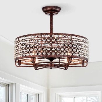 Dia 26.8 inch Chandelier Ceiling Fan ,Crystal Shade Ceiling Fan with Remote Control,3 ABS Blade--4-light( No Include Bulb)