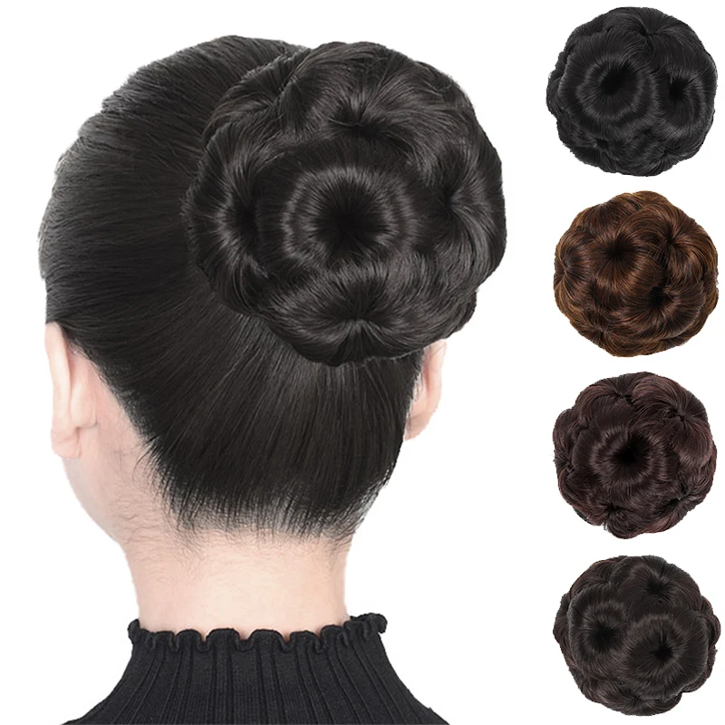 MSTN Synthetic Wigs High Temperature Fiber Hair Buns Nine Flowers Curly Hair Buns Donut Clip-On Hairpieces Hair Pieces