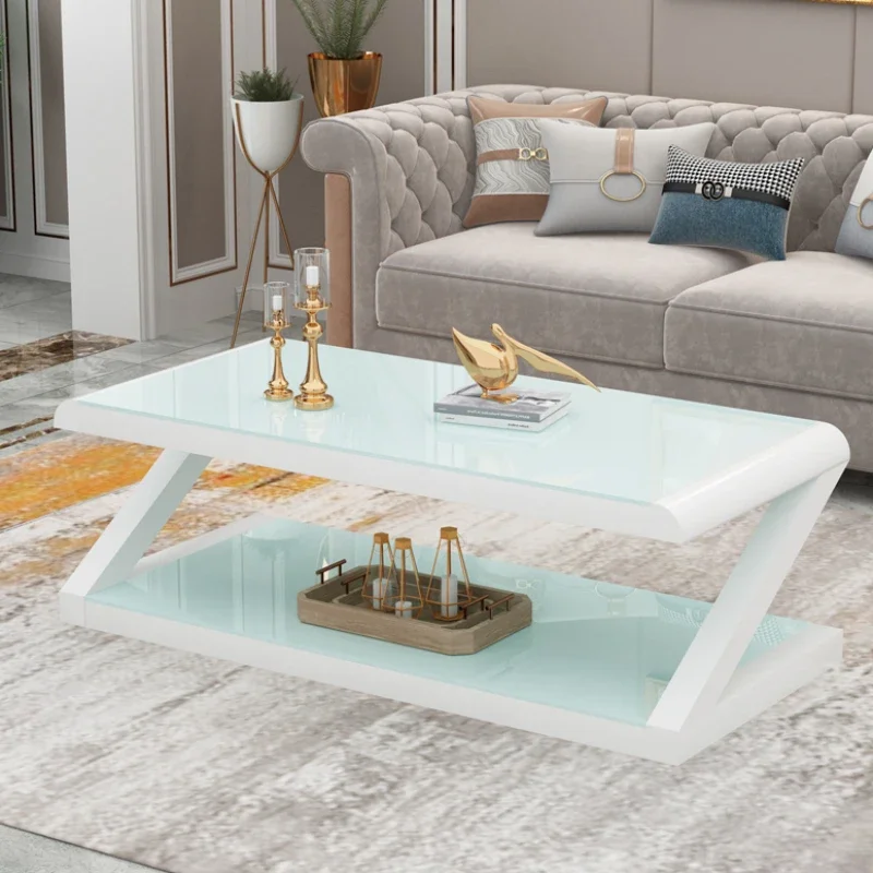 

Designer Modern Coffee Table Black Glass Waterproof Minimalist Nordic Coffee Tables Aesthetic Design Mesita Auxiliar Furniture