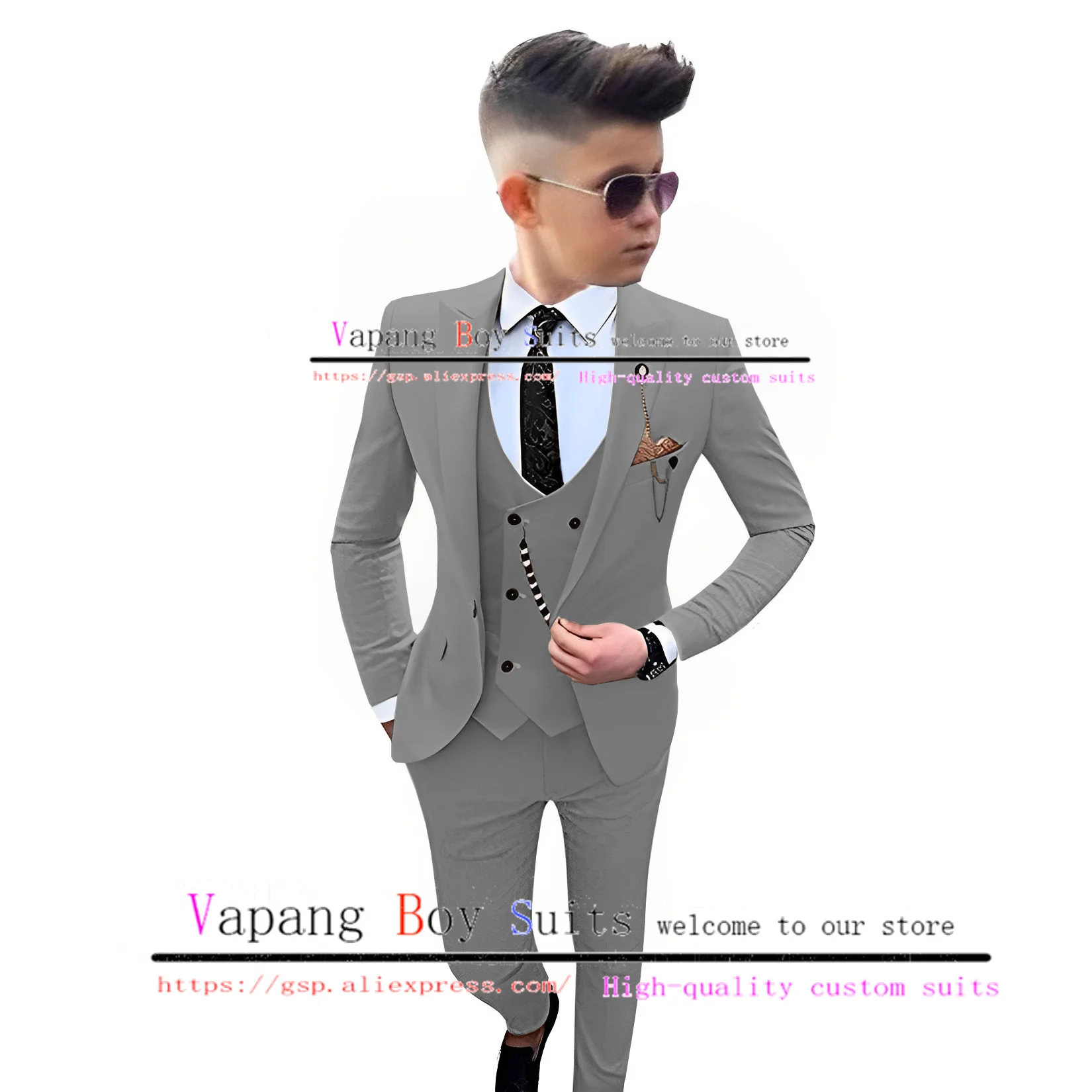 תחפושת בנים 2023 Boys Suits 3 Pieces Jacket Vest Pants Formal Party Wedding Tuxedo Fashion Blazer for Kids 2-16 Years