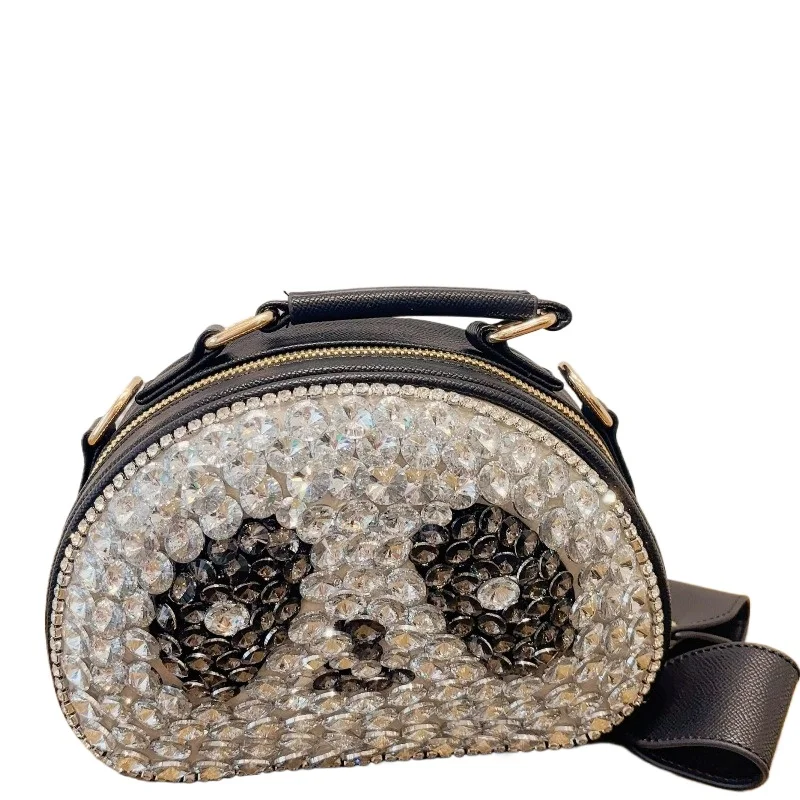 

Французская оригинальная новая женская сумка с бриллиантами, милая и милая портативная маленькая круглая сумка через плечо с рисунком гигантской панды