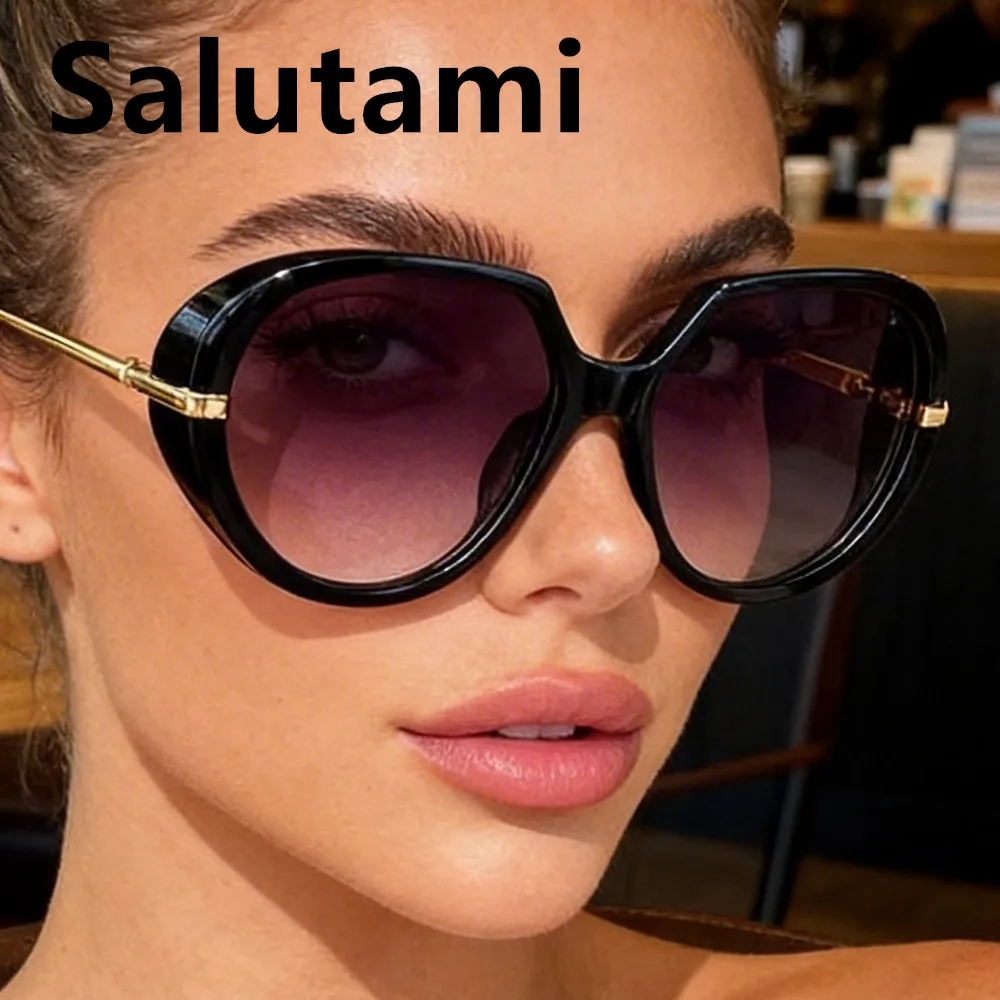 Vintage Quadratische Legierung Cat-Eye-Sonnenbrille für Damen Neue Mode Schwarze Leoparden-Farbverlauf-Sonnenbrille Trendige Fahrbrillen für Damen