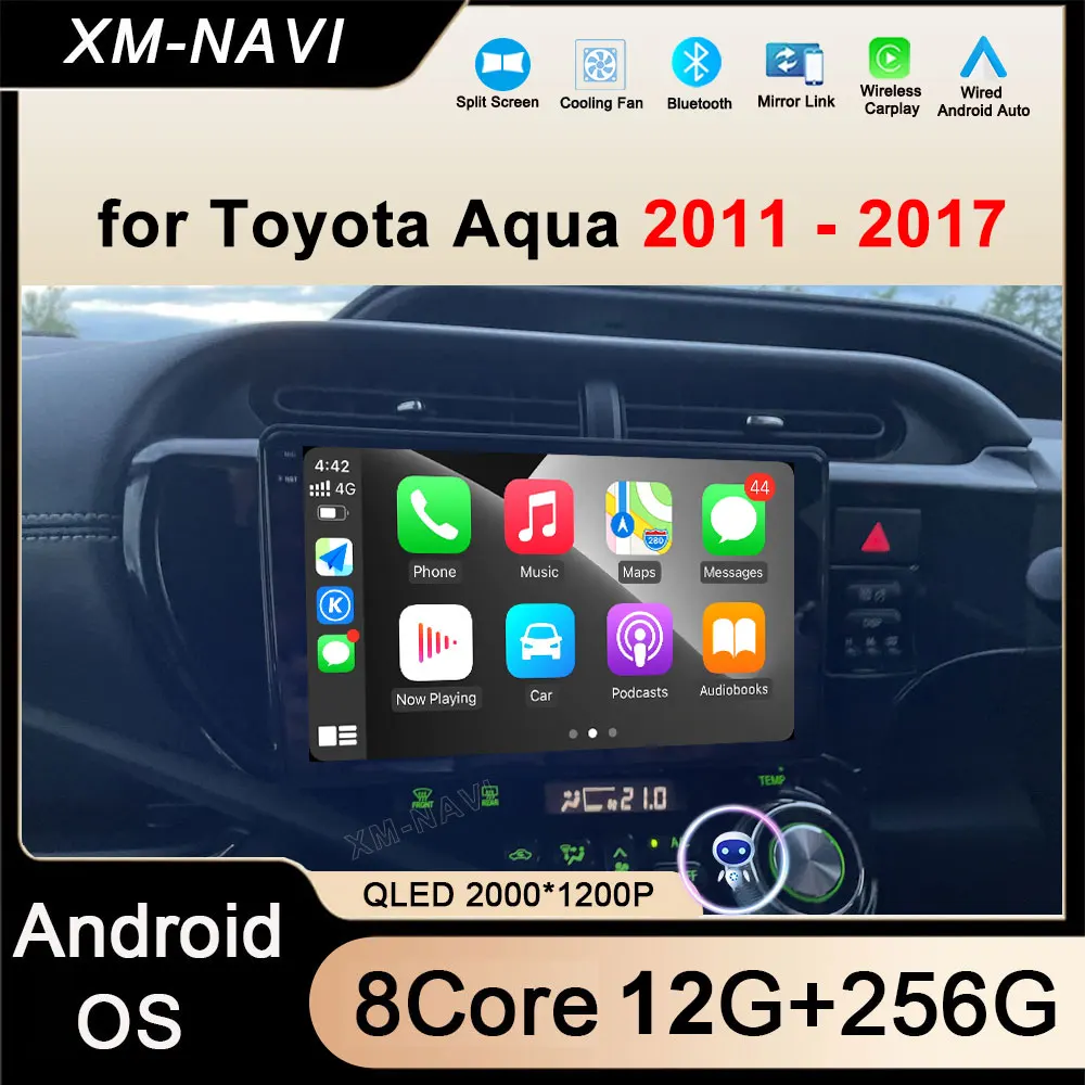 

Car Radio Multimedia Player Android 14 Carplay Auto for Toyota Aqua 2011 - 2017 Autoradio GPS DSP Stereo Head Unit QLED Screen