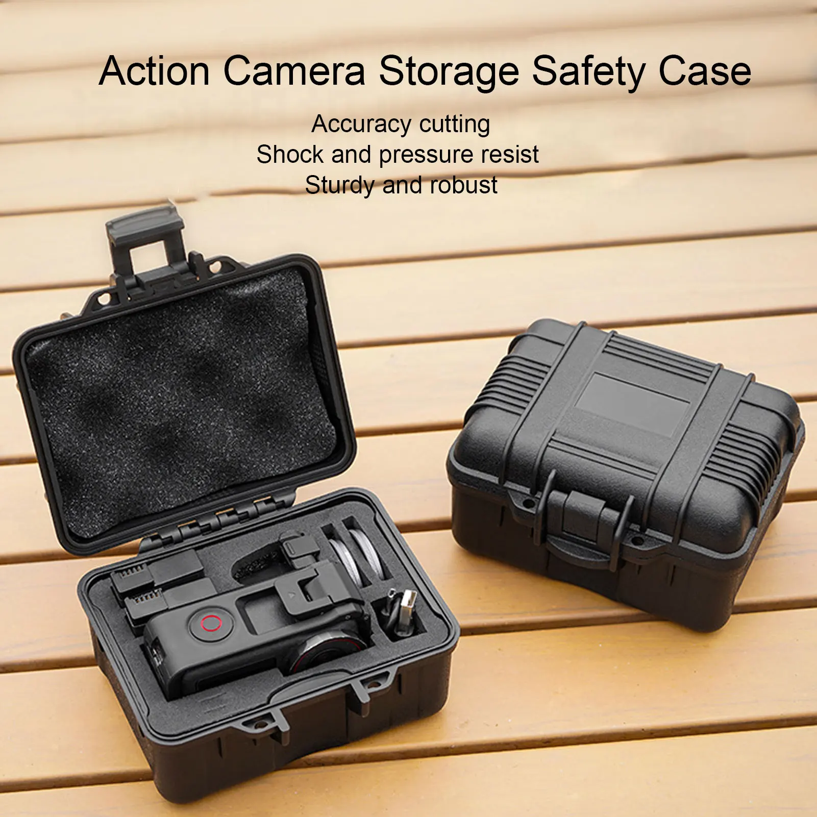 حقيبة حمل لكاميرا الحركة، إسفنجة مبطنة، داخلية مقاومة للماء، تخزين واسع، حافظة صلبة لكاميرا الحركة للأماكن الخارجية