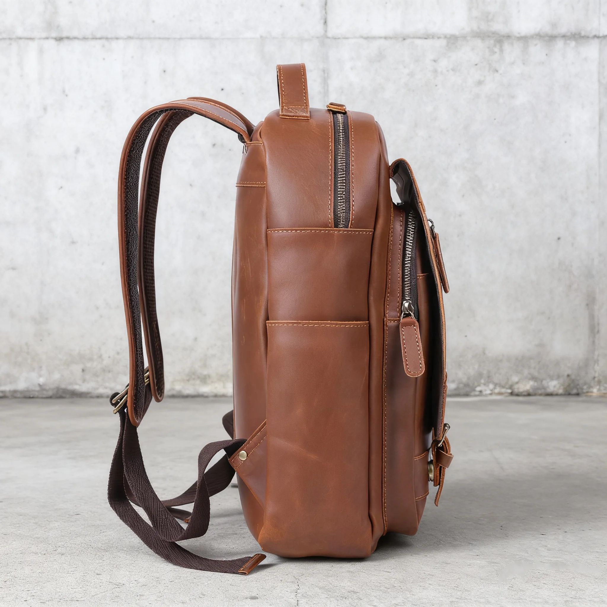 S.WORKER Vintage Echtleder Herrenrucksack Laptop-Tasche Casual Crazy-Horse Leder Schultasche Outdoor-Taschen – Detail 23