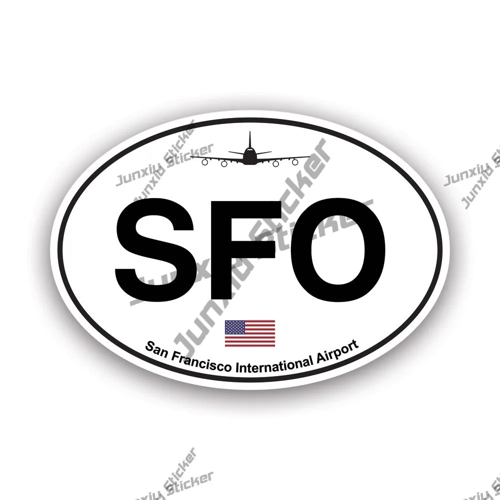 

San Francisco Airport Euro Oval Sticker Scratch-proof Decal Accessories Decoration Reflective Stickers On Car Door Sticker Cover